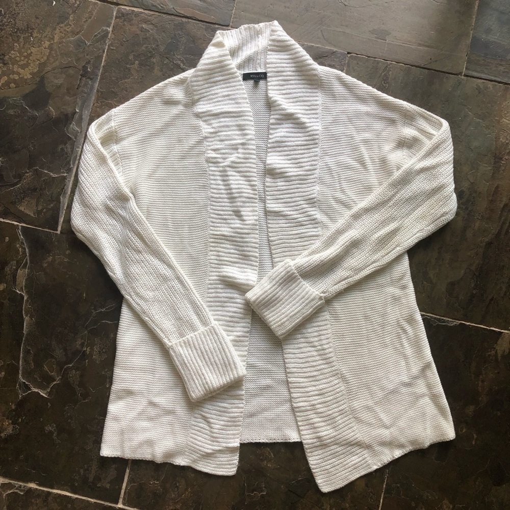 RW&CO White Cardigan with Silver Metalic ☀️3/$45☀️ - Picture 1 of 3